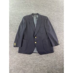 Vintage Daks London Blazer 48 R Navy Wool Gold Buttons Logo University USA *